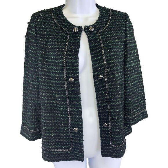 Ming Wang Sapphire Jackets & Blazers - Ming Wang Sapphire Black & Blue Gold buttons Open Blazer Women Size Petite S
